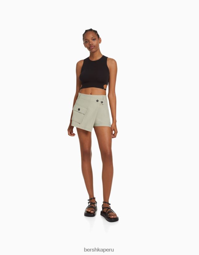 gris Bershka mujer falda pantalón tipo cargo 806J6B1389