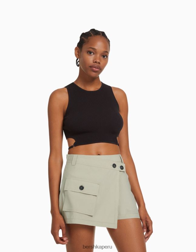 gris Bershka mujer falda pantalón tipo cargo 806J6B1389