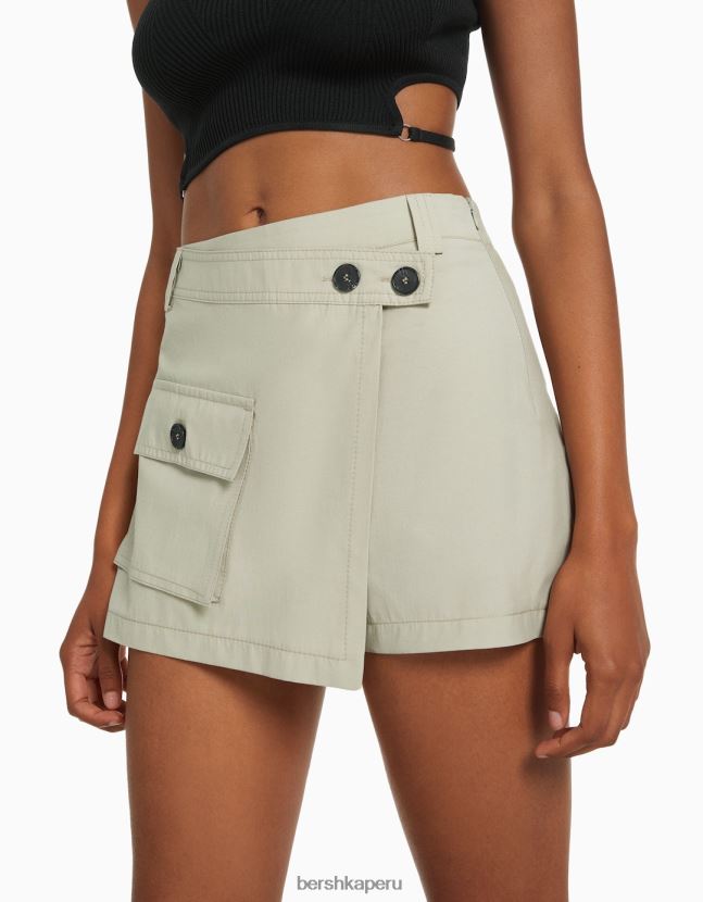 gris Bershka mujer falda pantalón tipo cargo 806J6B1389