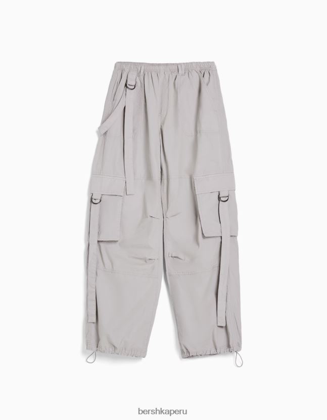 gris Bershka mujer pantalones cargo de pulpo de sarga 806J6B1330