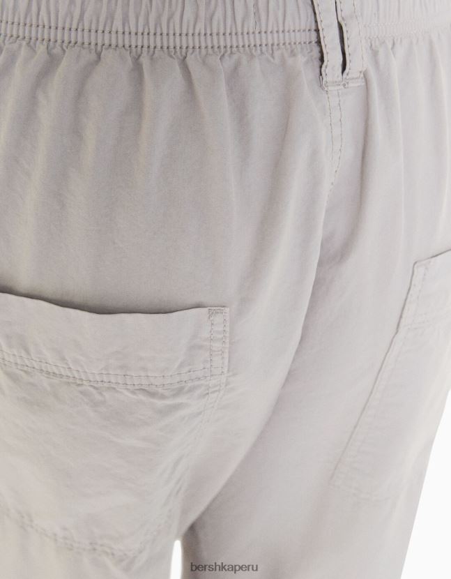 gris Bershka mujer pantalones cargo de pulpo de sarga 806J6B1330