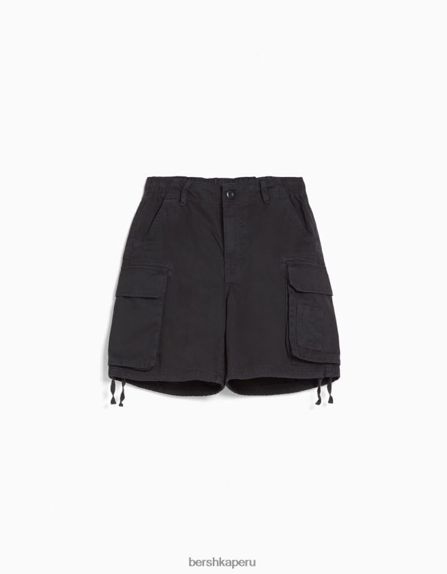 gris oscuro Bershka mujer bermudas cargo de algodón con tirantes 806J6B1296