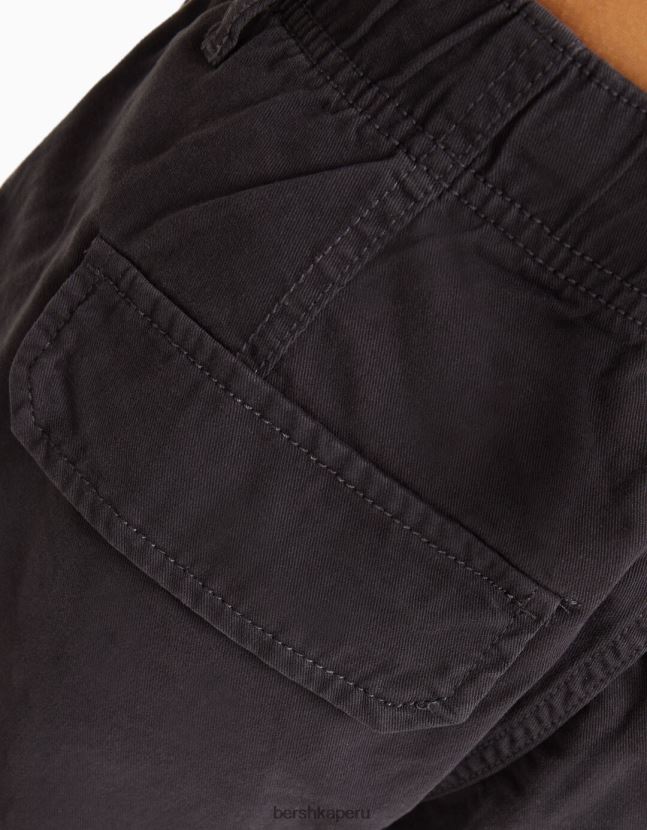 gris oscuro Bershka mujer bermudas cargo de algodón con tirantes 806J6B1296