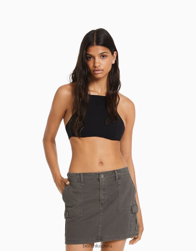 gris oscuro Bershka mujer minifalda cargo de algodón 806J6B1369