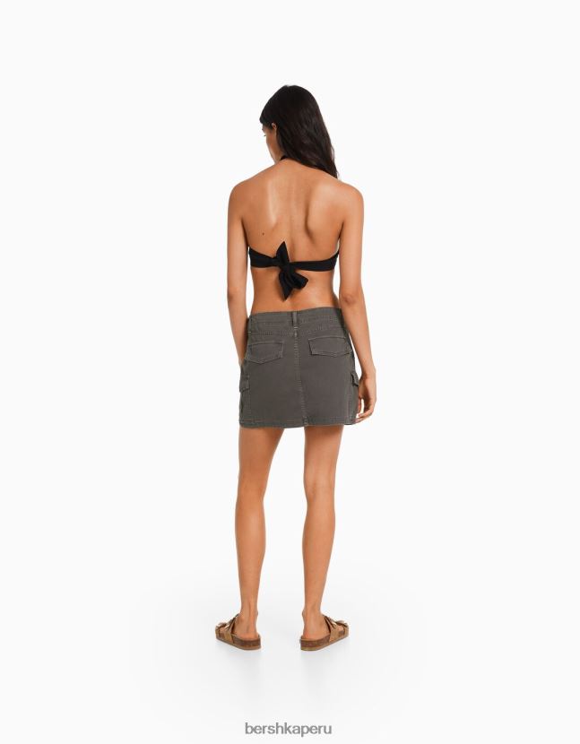 gris oscuro Bershka mujer minifalda cargo de algodón 806J6B1369