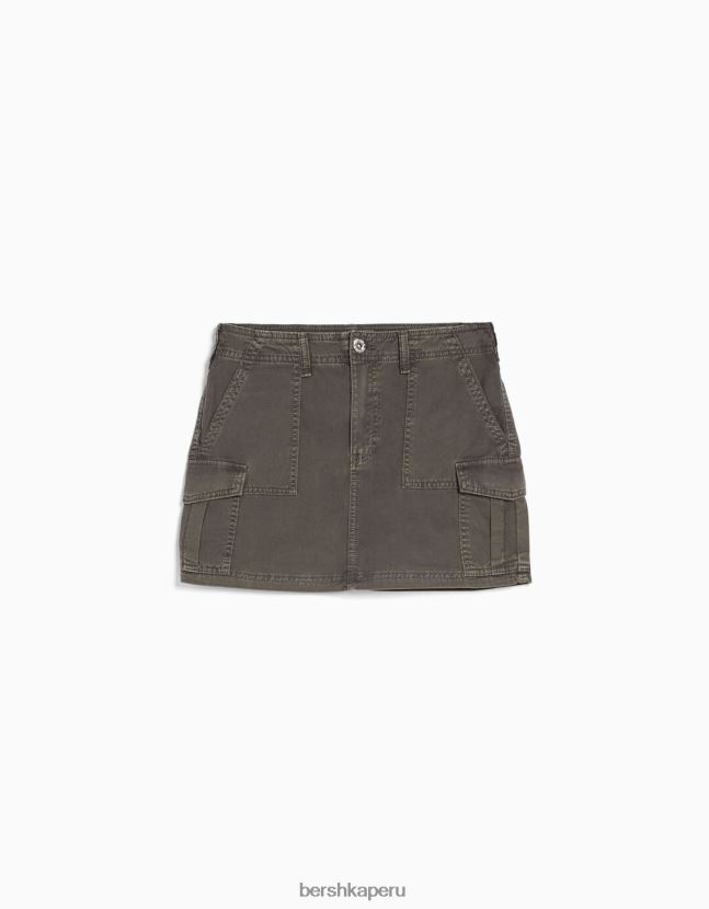 gris oscuro Bershka mujer minifalda cargo de algodón 806J6B1369