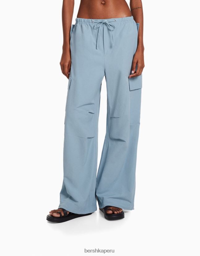 lavado azul Bershka mujer pantalones de chándal tipo paracaídas de nailon sintético 806J6B1327