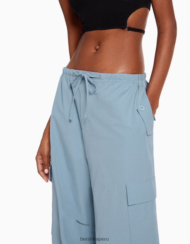 lavado azul Bershka mujer pantalones de chándal tipo paracaídas de nailon sintético 806J6B1327