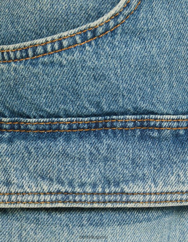 lavado azul Bershka mujer shorts de mezclilla cargo 806J6B1393