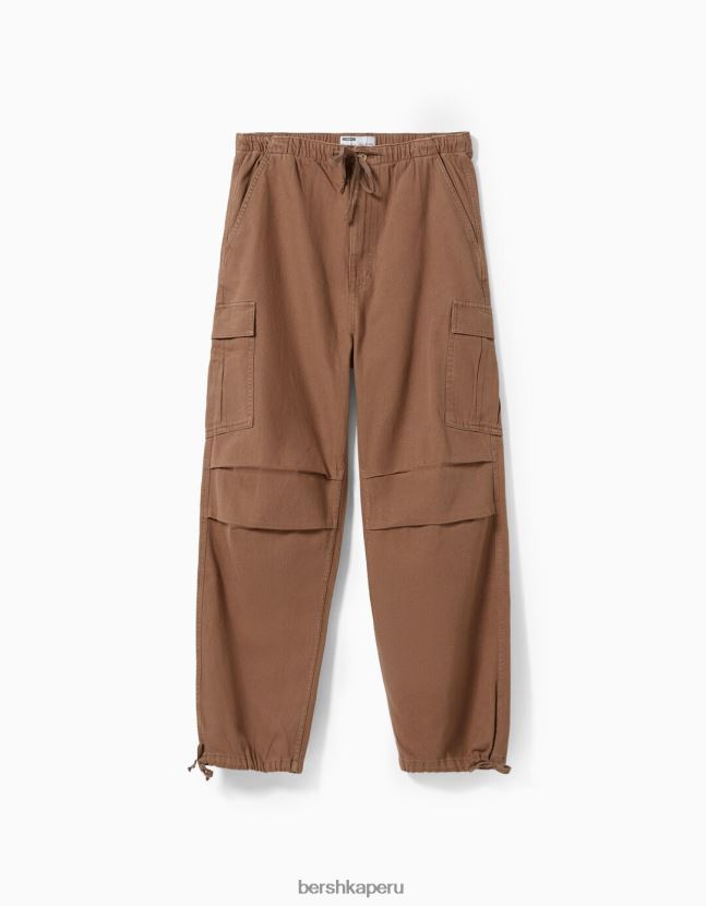 marrón Bershka mujer jeans cargo con paracaídas 806J6B1388