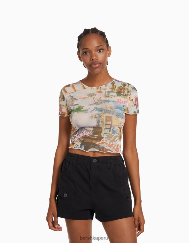 negro Bershka mujer bermudas multi cargo de algodón 806J6B1380