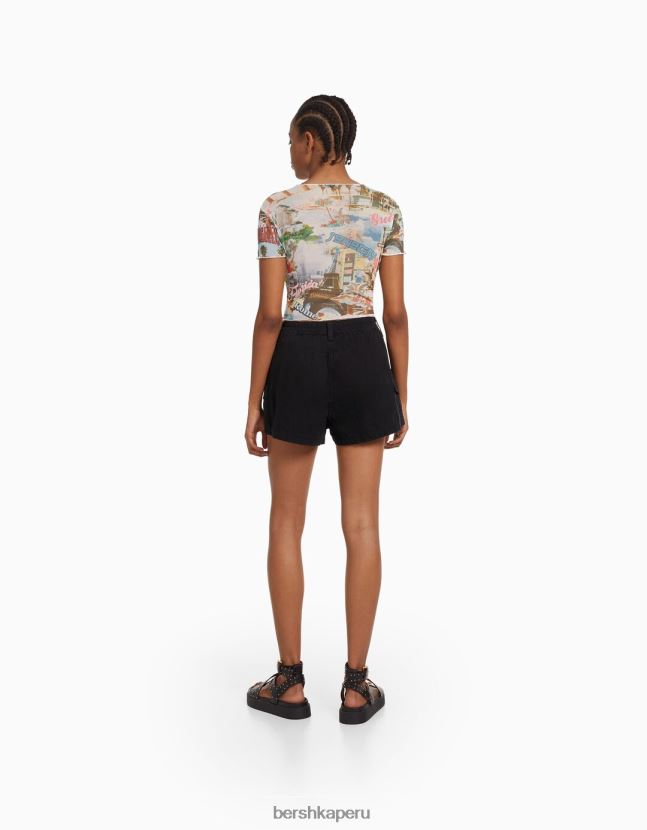 negro Bershka mujer bermudas multi cargo de algodón 806J6B1380