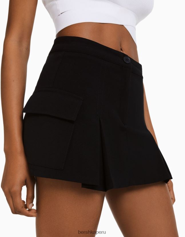 negro Bershka mujer falda pantalón cargo de sastre con bolsillos 806J6B1367
