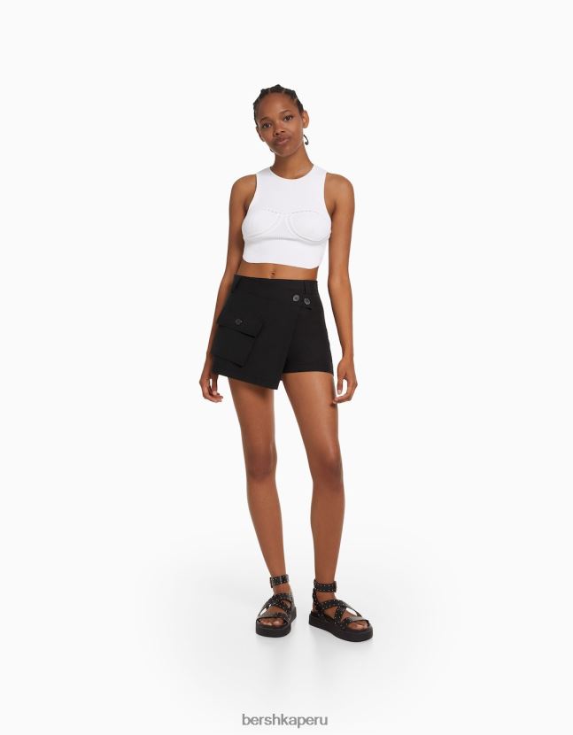negro Bershka mujer falda pantalón tipo cargo 806J6B1390