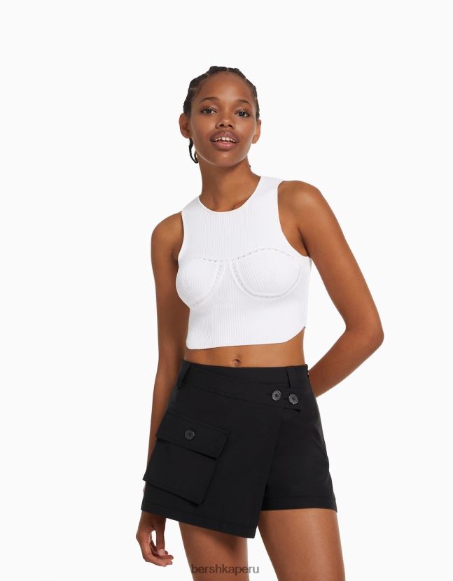 negro Bershka mujer falda pantalón tipo cargo 806J6B1390