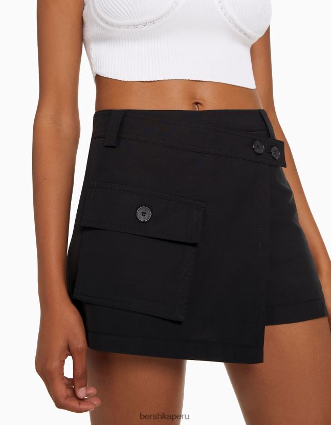negro Bershka mujer falda pantalón tipo cargo 806J6B1390
