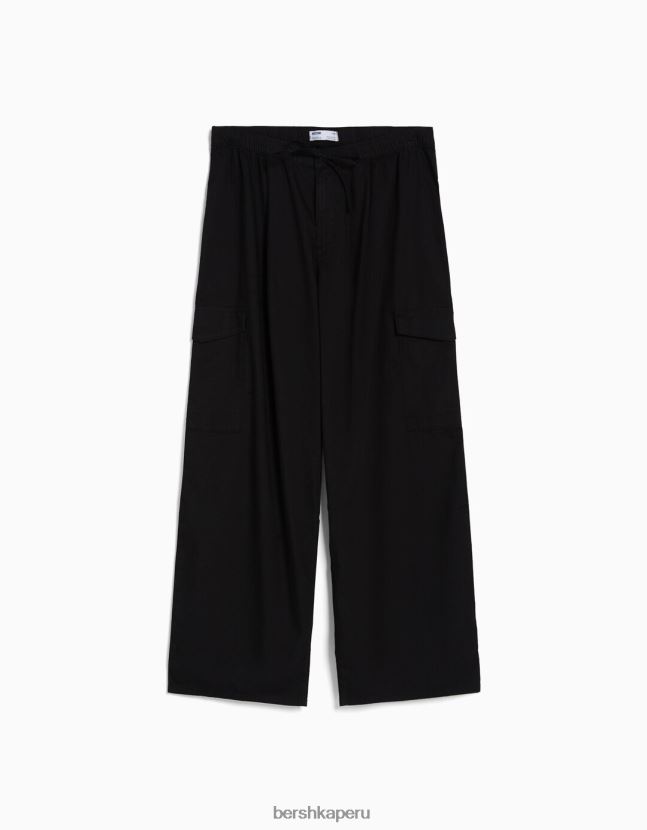negro Bershka mujer vaqueros cargo con corte globo ancho 806J6B1338