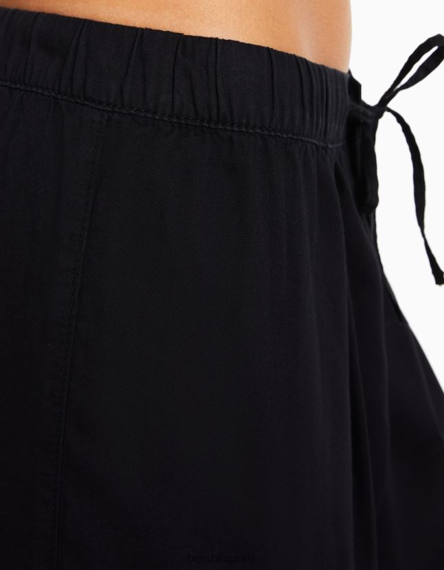 negro Bershka mujer vaqueros cargo con corte globo ancho 806J6B1338