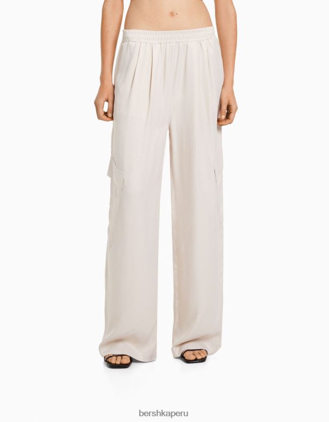 piedra Bershka mujer pantalones anchos de raso con bolsillo 806J6B1324