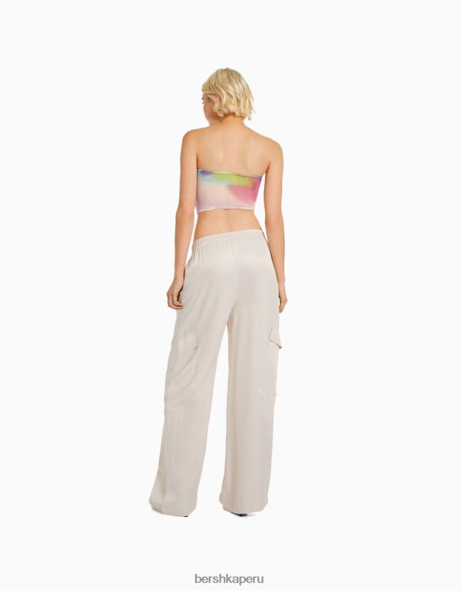 piedra Bershka mujer pantalones anchos de raso con bolsillo 806J6B1324
