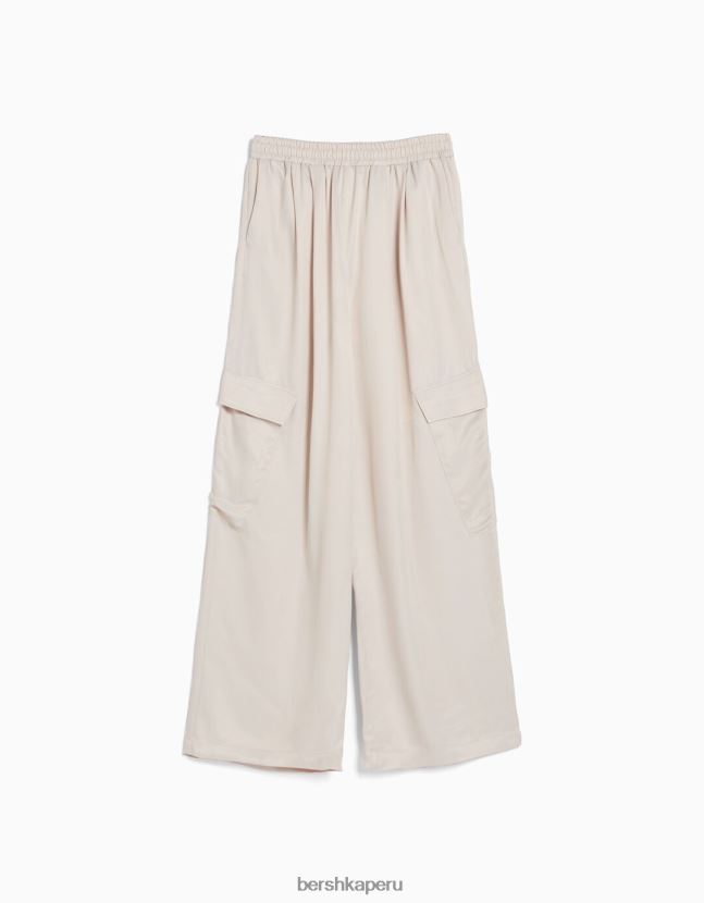 piedra Bershka mujer pantalones anchos de raso con bolsillo 806J6B1324
