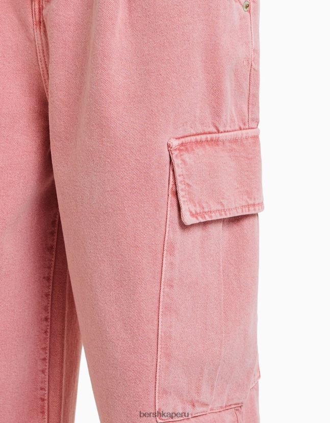 rosa Bershka mujer pantalones cargo con corte globo 806J6B1360