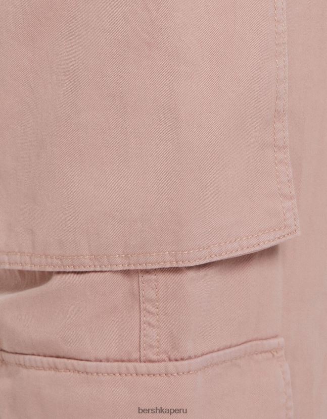rosa Bershka mujer pantalones cargo de sarga ajustables con múltiples bolsillos 806J6B1321