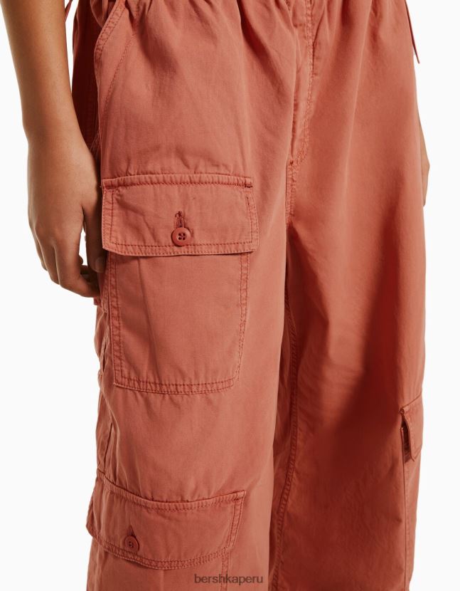 rosa Bershka mujer pantalones de paracaídas de carga 806J6B1301
