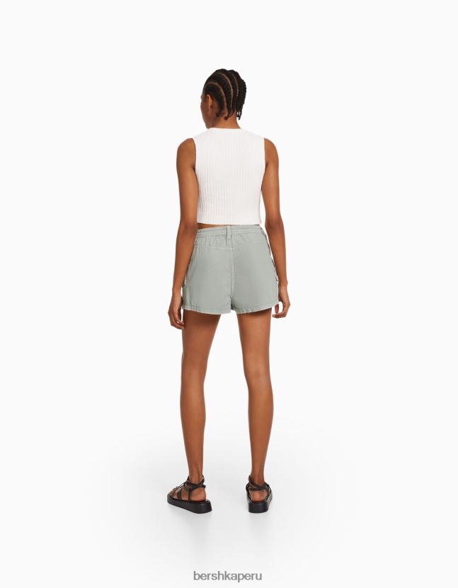 verde Bershka mujer bermudas multi cargo de algodón 806J6B1381