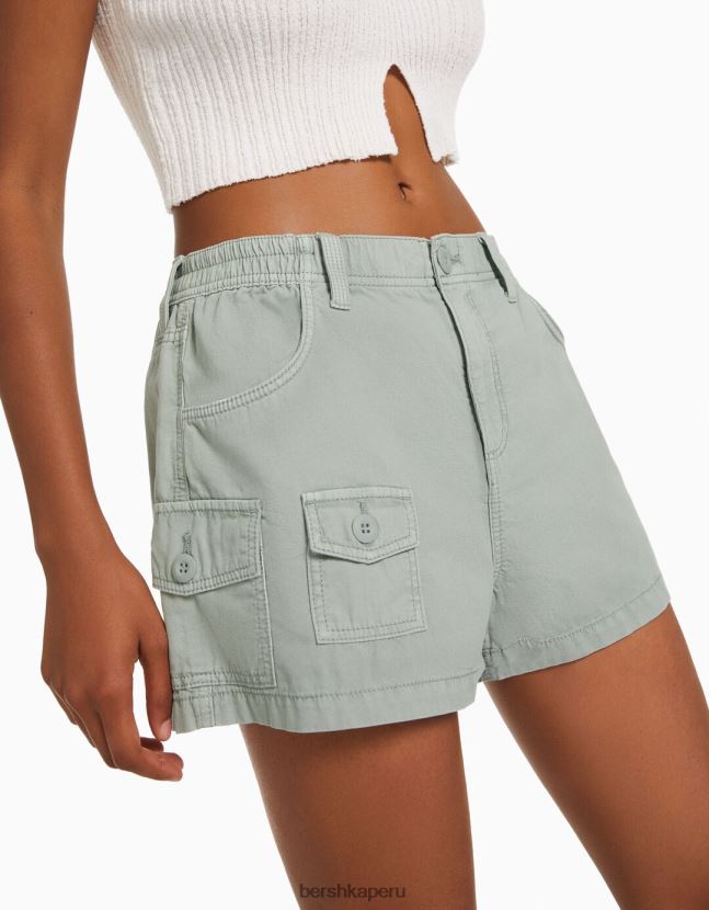 verde Bershka mujer bermudas multi cargo de algodón 806J6B1381