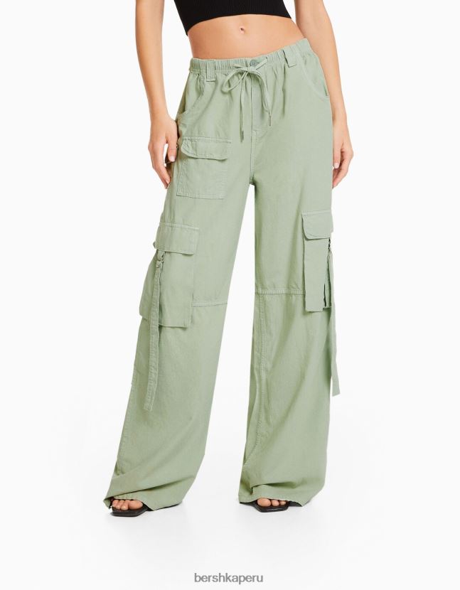 verde Bershka mujer pantalones cargo de pulpo rústico 806J6B1308