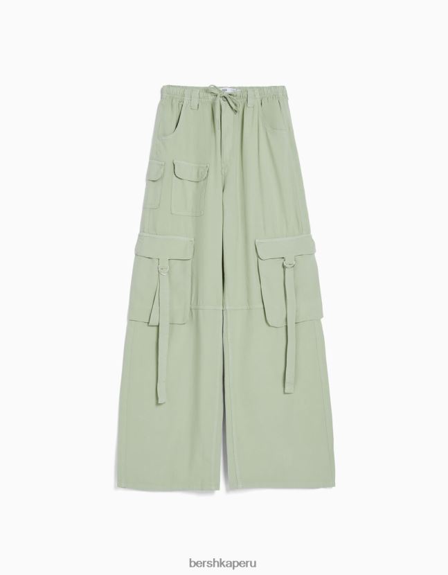 verde Bershka mujer pantalones cargo de pulpo rústico 806J6B1308
