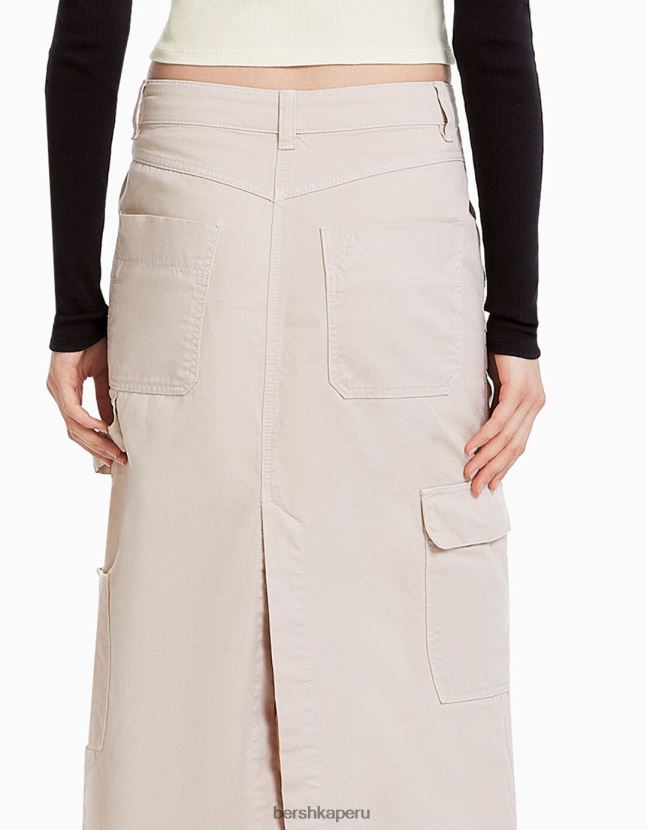arena Bershka mujer falda larga de carpintero de algodón 806J6B4064