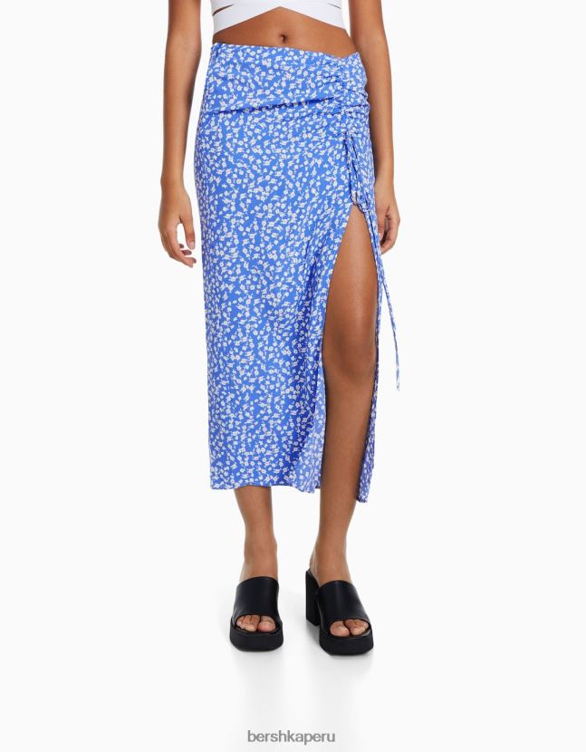 azul Bershka mujer falda midi con estampado floral 806J6B1629