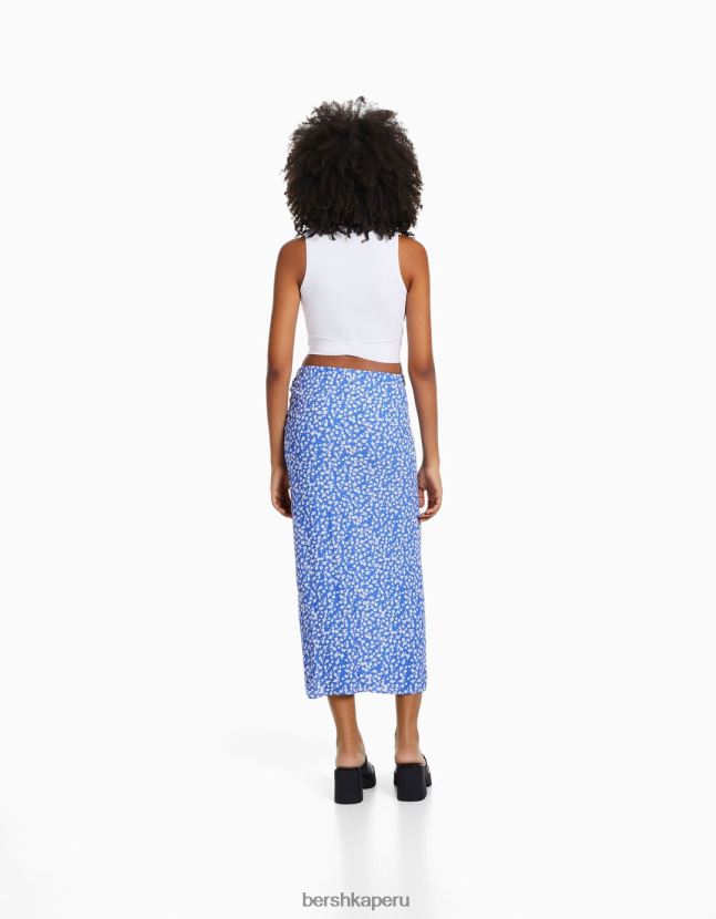 azul Bershka mujer falda midi con estampado floral 806J6B1629