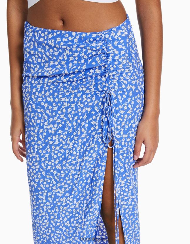 azul Bershka mujer falda midi con estampado floral 806J6B1629