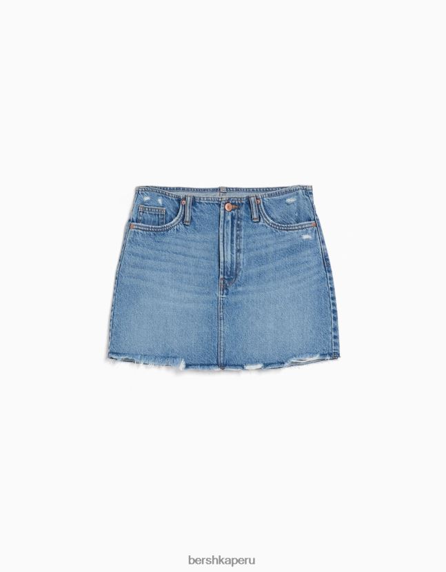 azul Bershka mujer minifalda de mezclilla vintage 806J6B1648