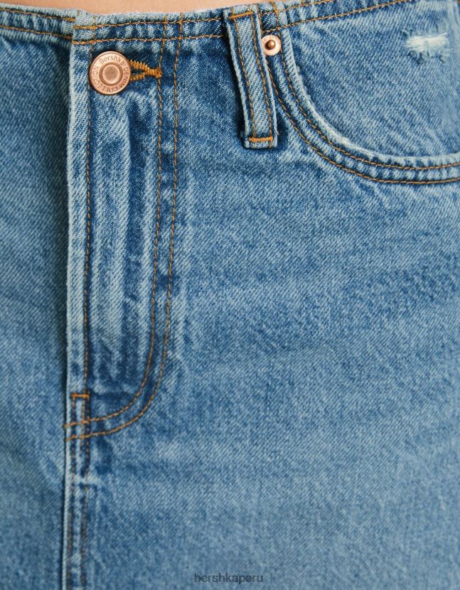 azul Bershka mujer minifalda de mezclilla vintage 806J6B1648