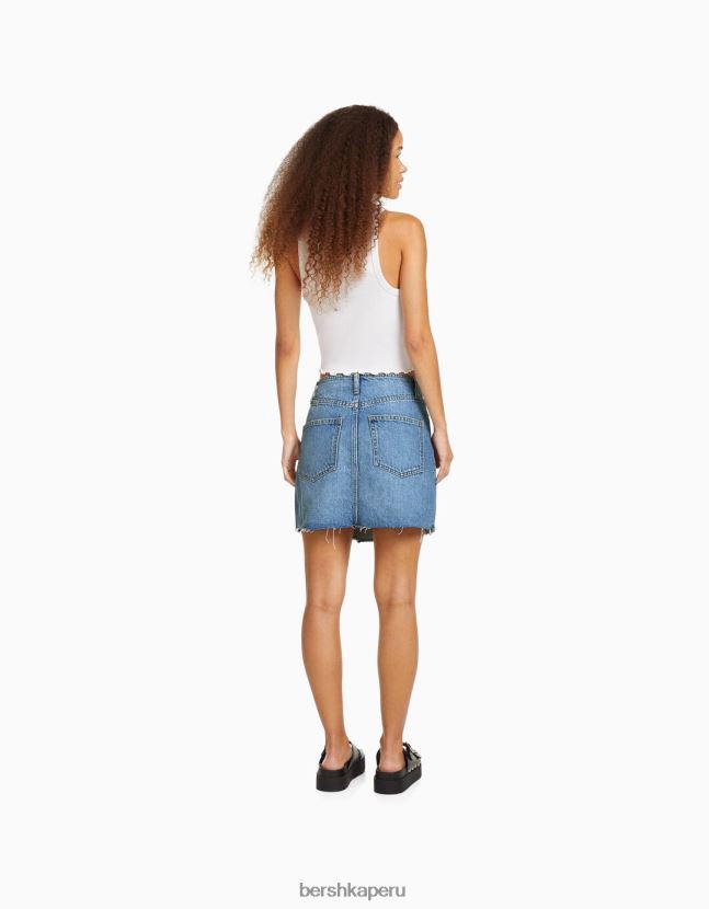azul Bershka mujer minifalda de mezclilla vintage 806J6B4052