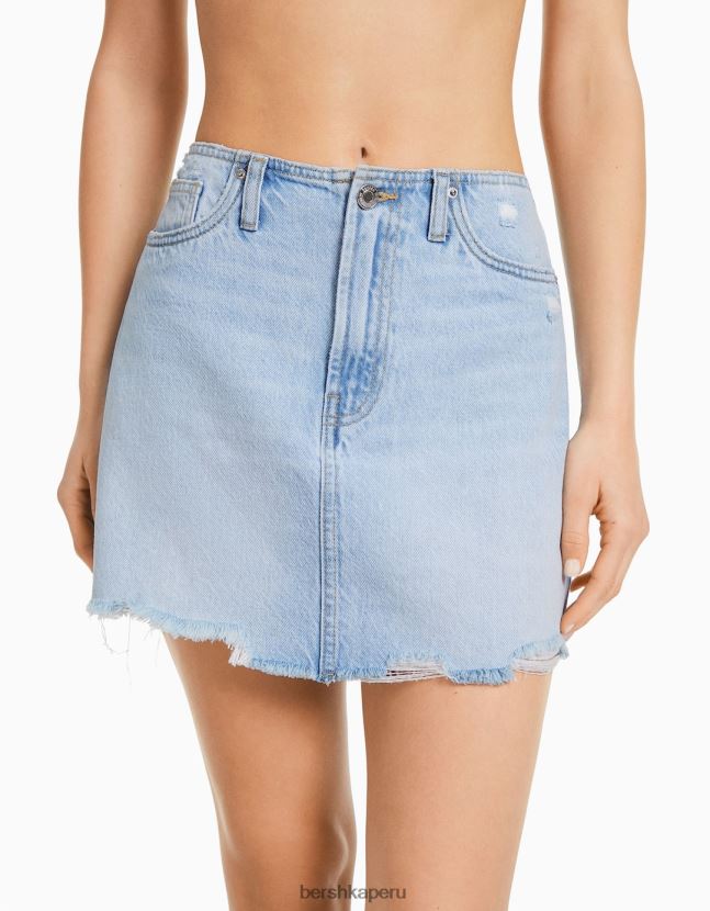 azul claro Bershka mujer minifalda de mezclilla vintage 806J6B1647