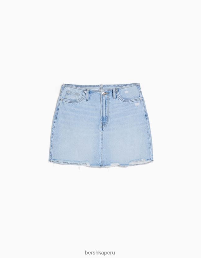 azul claro Bershka mujer minifalda de mezclilla vintage 806J6B1647