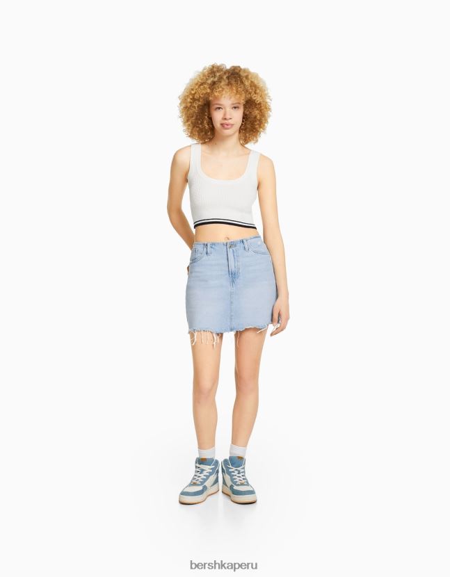 azul claro Bershka mujer minifalda de mezclilla vintage 806J6B4055