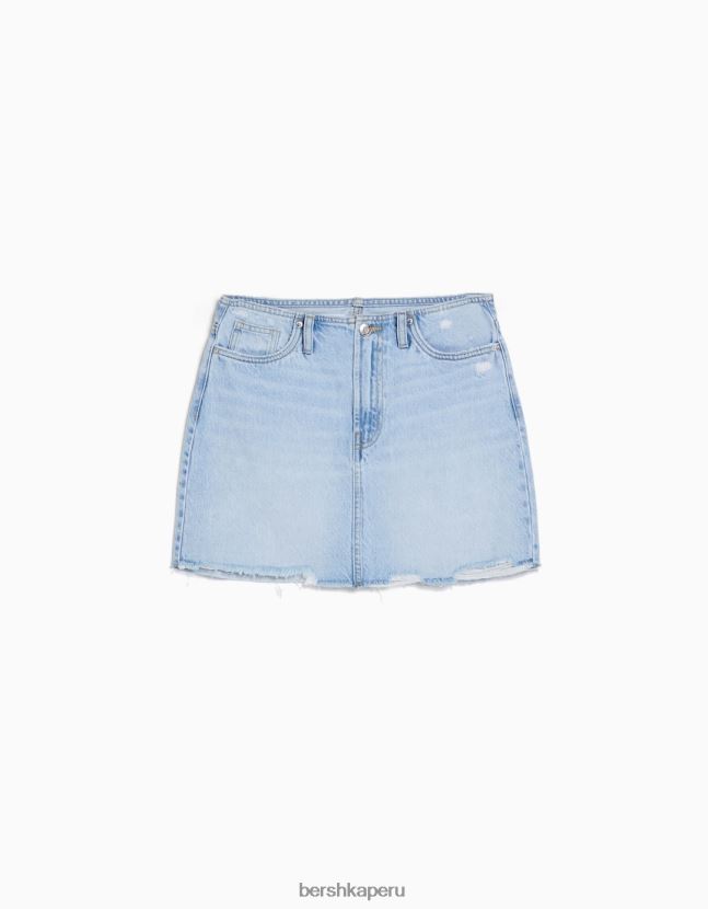 azul claro Bershka mujer minifalda de mezclilla vintage 806J6B4055