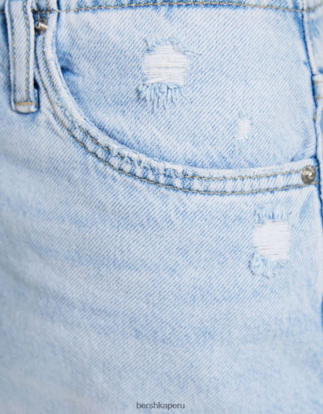 azul claro Bershka mujer minifalda de mezclilla vintage 806J6B4055