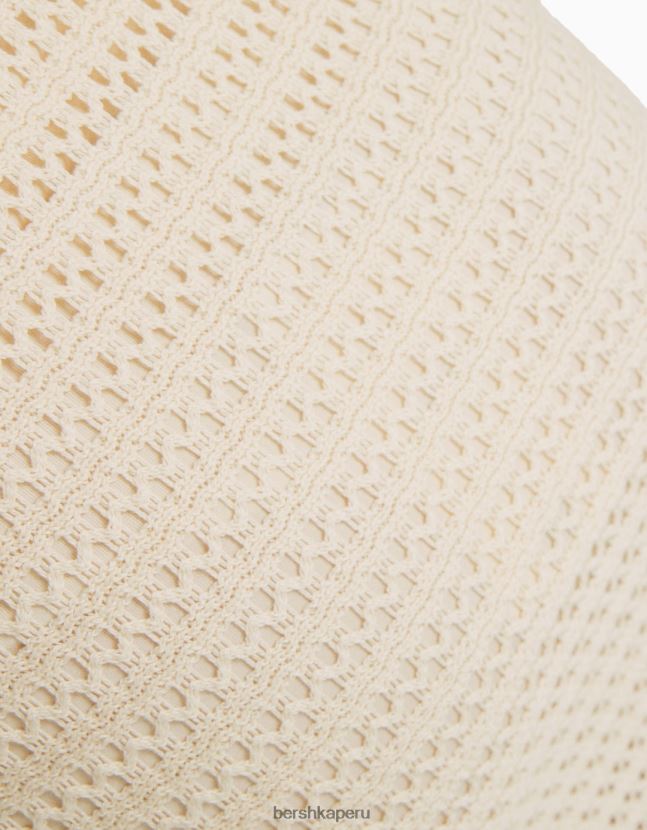 beige Bershka mujer falda midi de crochet rústico 806J6B977