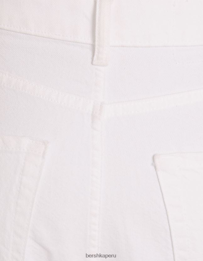 blanco Bershka mujer falda larga de sarga de algodón con abertura delantera 806J6B1618
