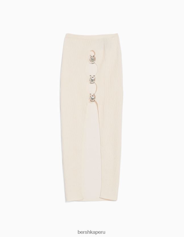 blanco Bershka mujer falda midi sin costuras con detalle 806J6B1656