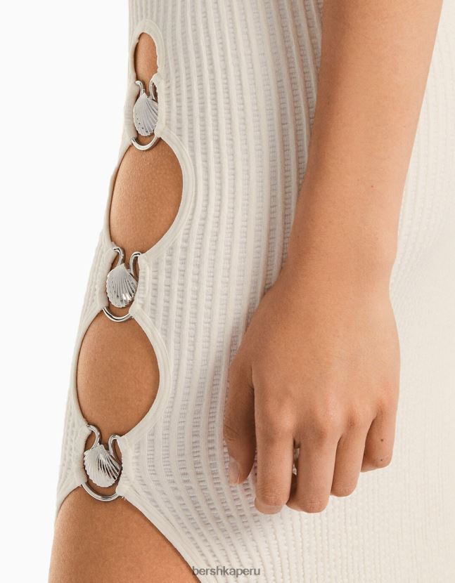 blanco Bershka mujer falda midi sin costuras con detalle 806J6B1656