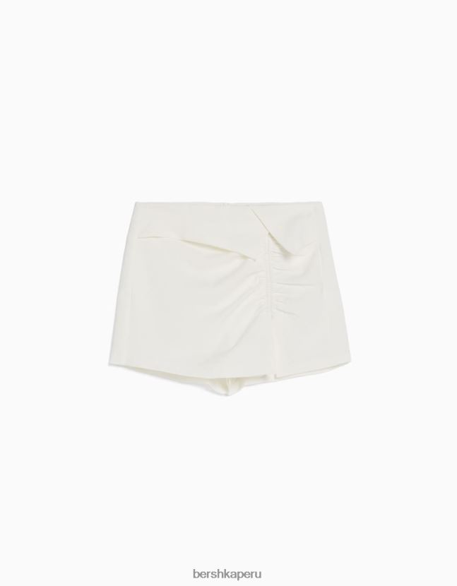 blanquecino Bershka mujer falda pantalón fruncida rústica 806J6B1653