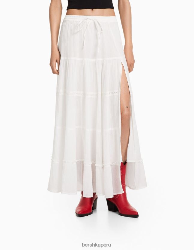 crema Bershka mujer falda bohemia larga de algodón 806J6B1917